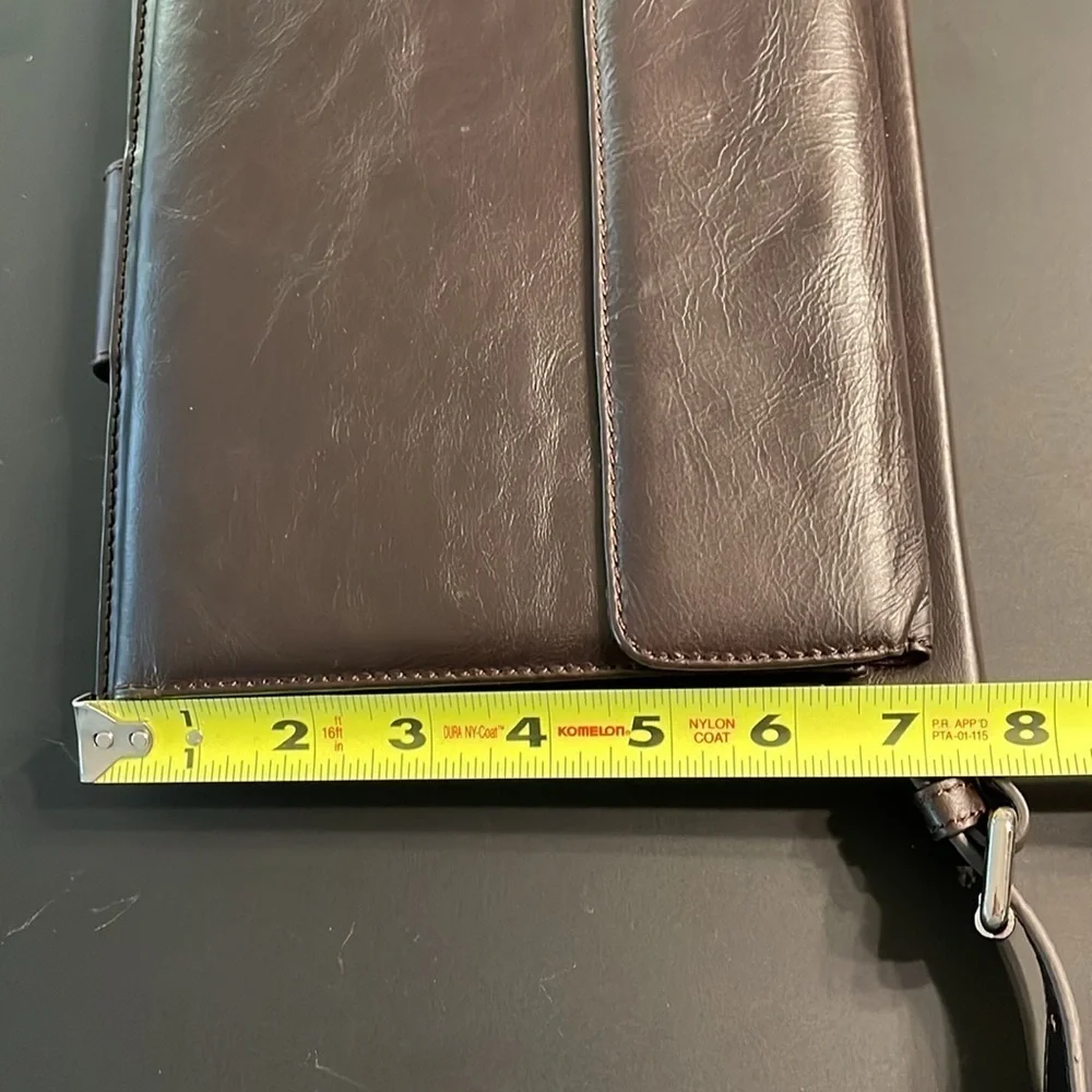 Best Motion Tablet Case Crossbody Brown Interior Card Slots Shoulder Strap - Picture 11 of 11